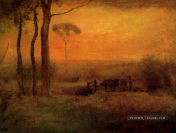 Paysage pastoral au coucher du soleil Tonalist George Inness Peinture à l'huile